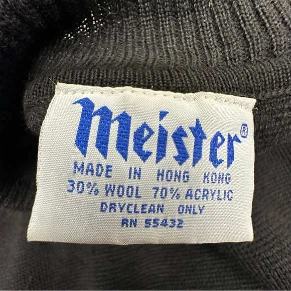 Vintage David Meister Large Wool Blend Black Metallic Gold Turtleneck Sweater - Picture 13 of 15